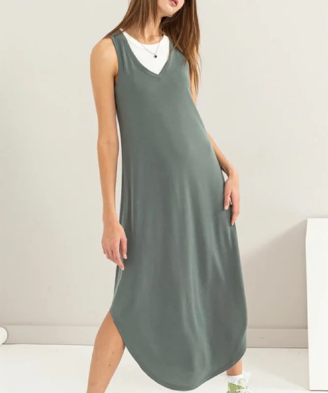 Don't Need More Dress in Green Gray