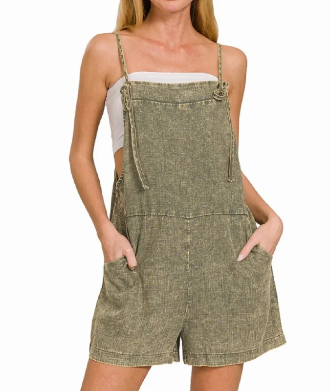 For the Moment Romper in Olive