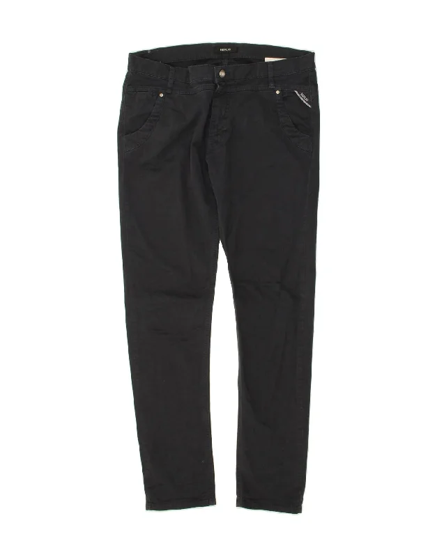 REPLAY Womens Denice Slim Chino Trousers W29 L30 Navy Blue