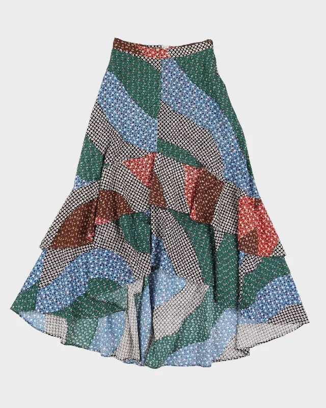 1970s Patchwork Tiered Skirt - S