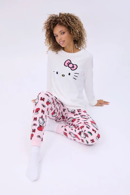 Hello Kitty Bow Printed Pajama Jogger And Tee Set