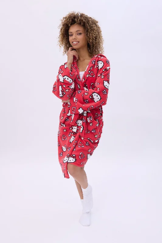 Hello Kitty Graphic Hooded Belted Robe