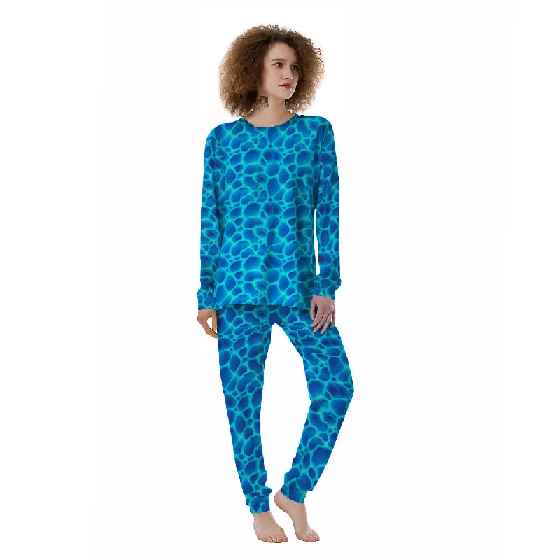 Liquid Lava Ice Blue Print Pattern Women's Pajamas