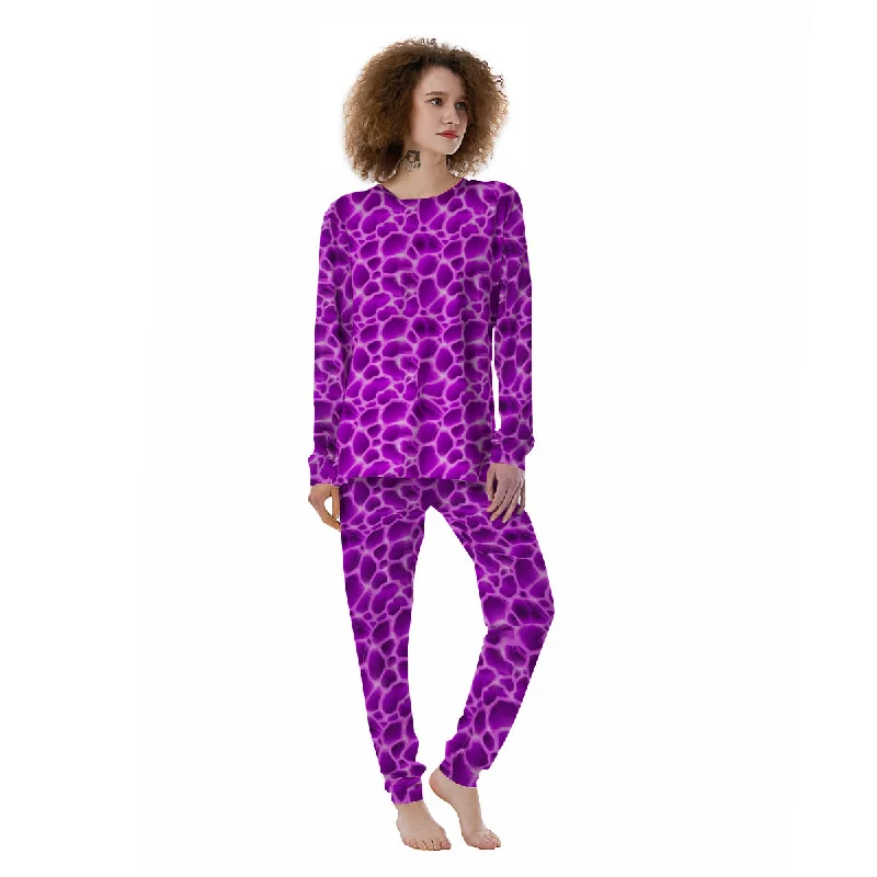 Liquid Lava Purple Print Pattern Women's Pajamas