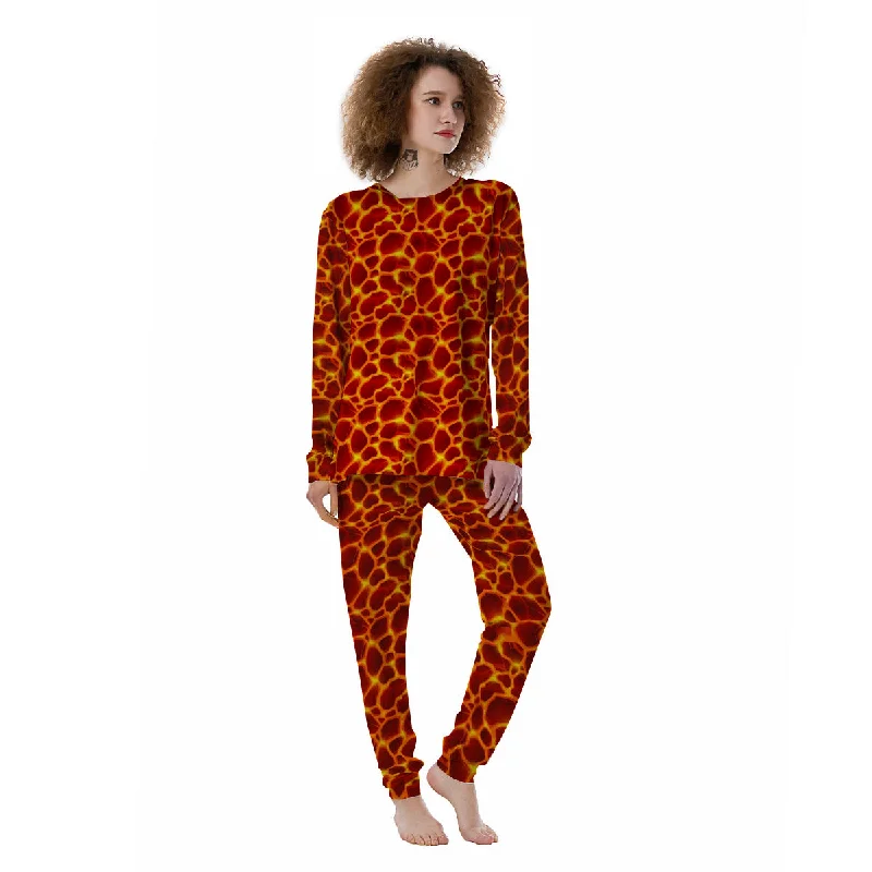 Liquid Lava Red Print Pattern Women's Pajamas