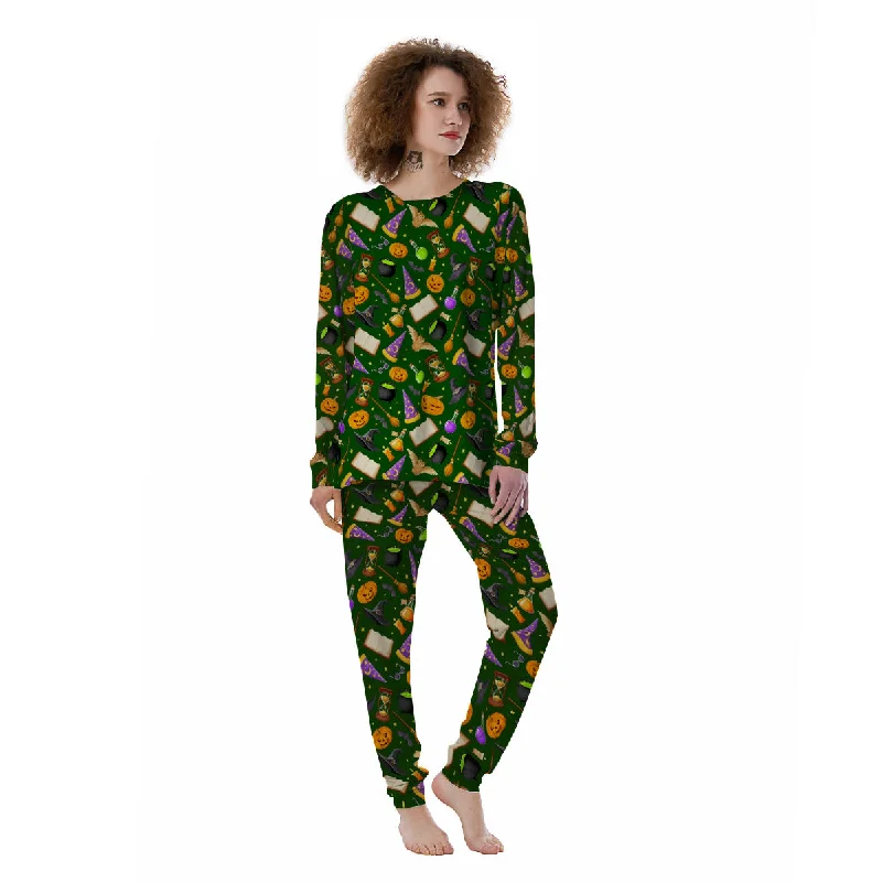 Magical Symbols And Green Print Pattern Women's Pajamas