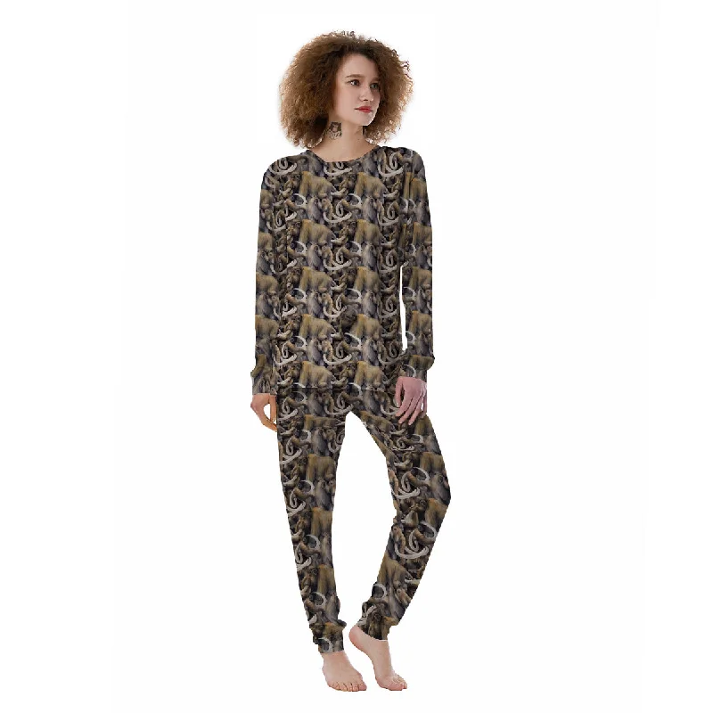 Mammoths Watercolor Print Pattern Women's Pajamas