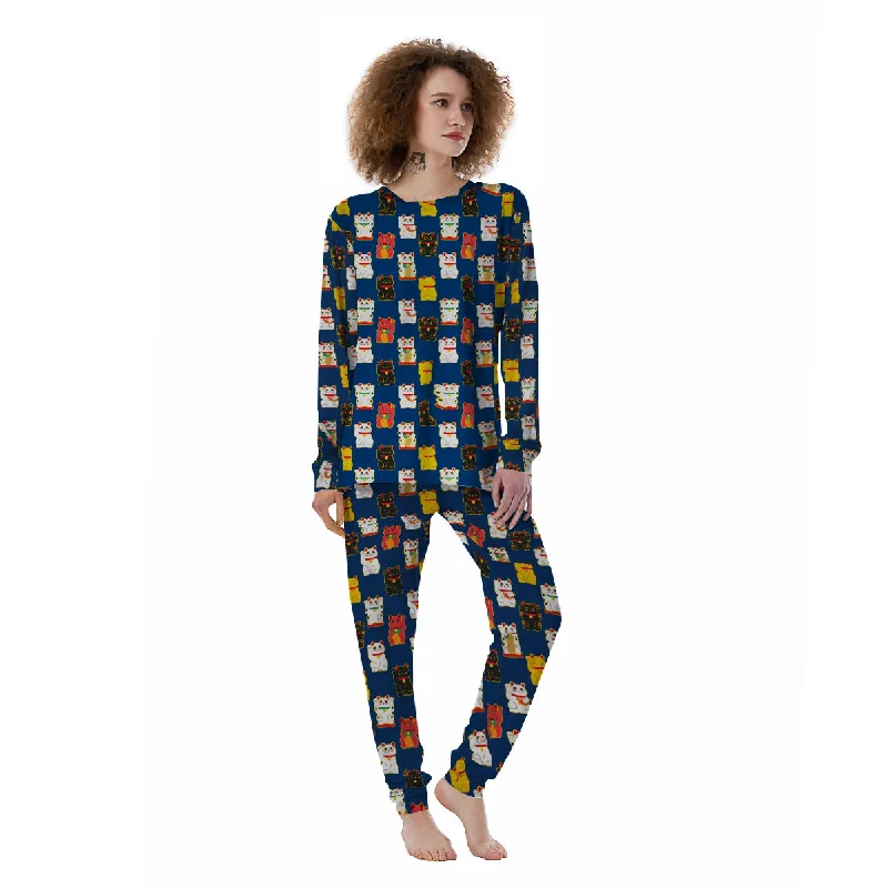 Maneki Neko Colorful Print Pattern Women's Pajamas