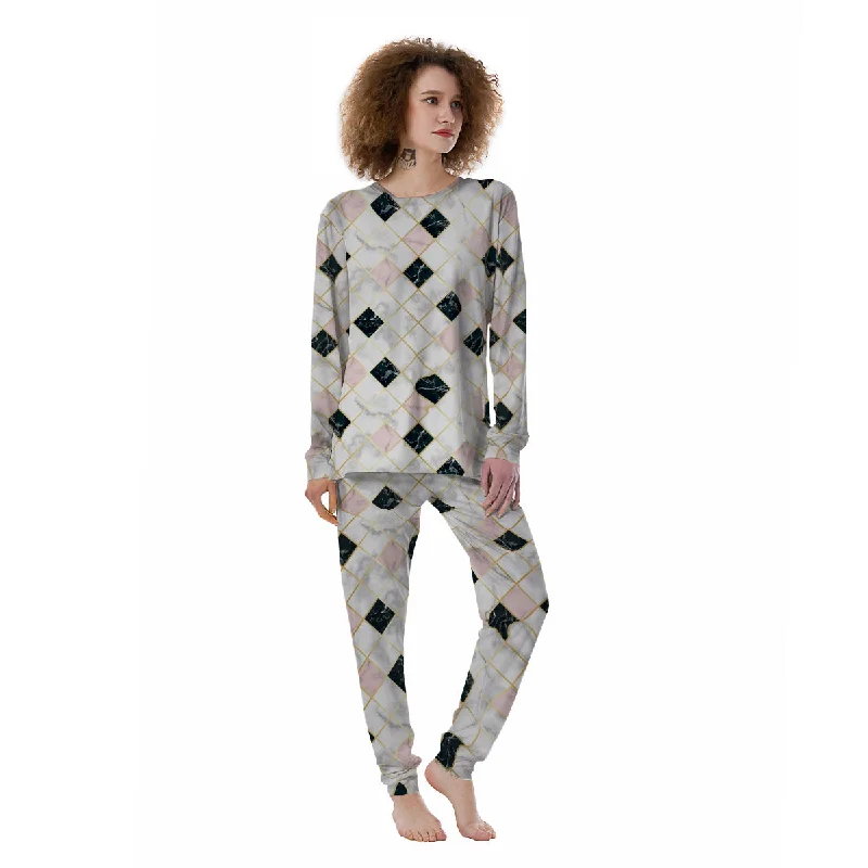 Marble Luxury Geometric Print Women's Pajamas