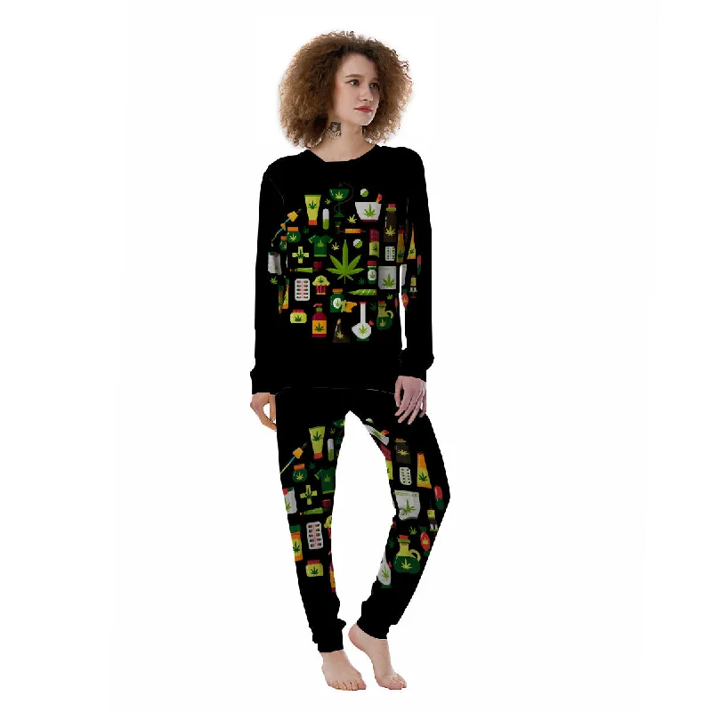 Marijuana And Cannabis Print Women's Pajamas