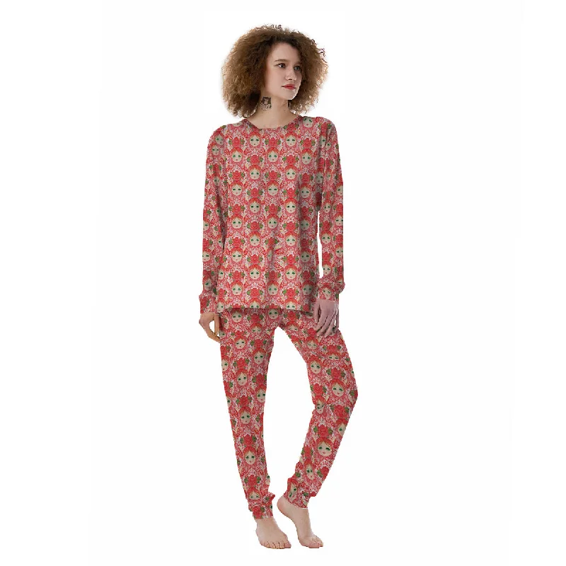 Matryoshka Traditional Pink Print Pattern Women's Pajamas