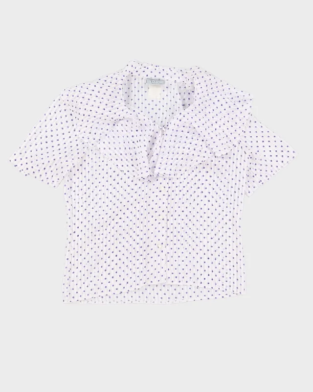 White With Lilac Polka Dots Blouse - S