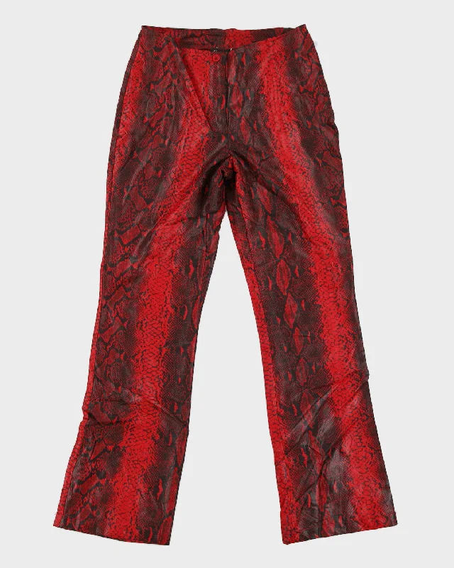 Y2K 00s Garage Red Reptile Print Trousers - W26