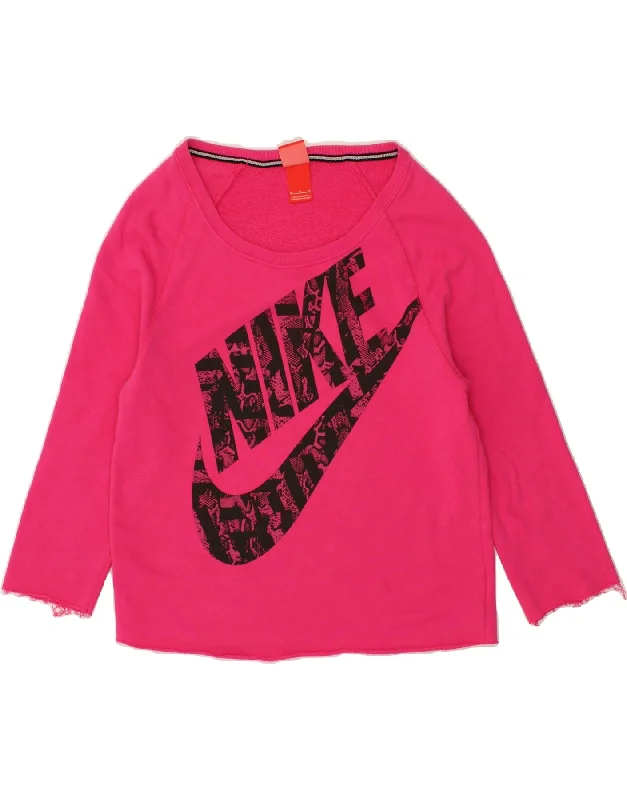 NIKE Womens Graphic Sweatshirt Jumper UK 14 Medium Pink