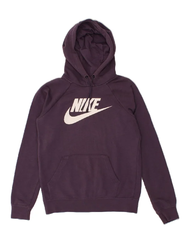 NIKE Womens Oversized Graphic Hoodie Jumper UK 6 XS Purple Cotton