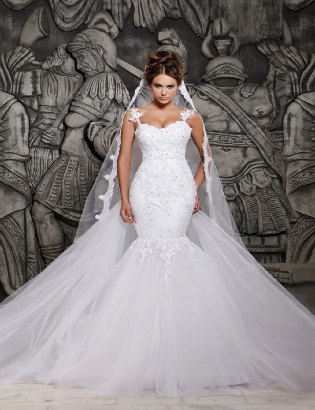 Beading Wedding Dresses Illusion Mermaid Wedding Dress