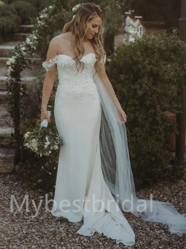 Simple Sexy Sweetheart Off-shoulder Mermaid Wedding Dresses, WDY0209