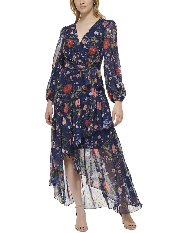 Eliza J Printed Chiffon Midi Dress