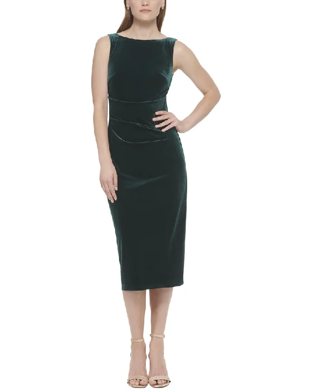 Eliza J Sleeveless Midi Velvet Dress