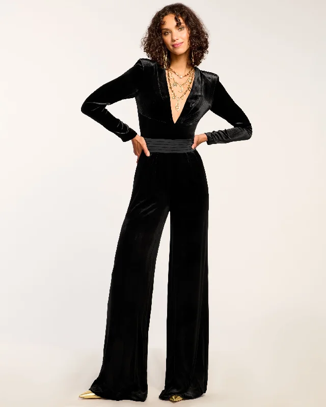 Gabriel Velvet Plunging Jumpsuit