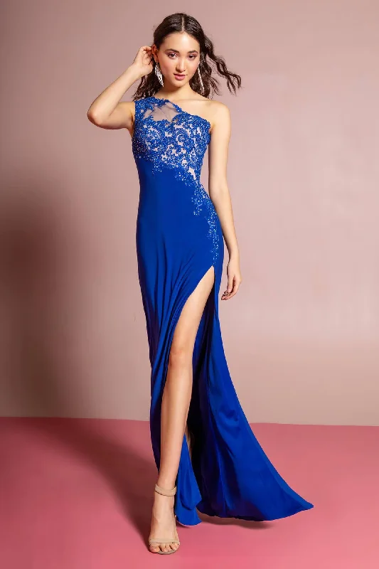 Long Formal One Shoulder Prom Dress with Side Slit Sale