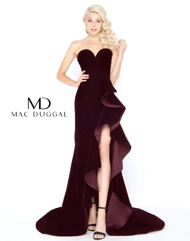 Mac Duggal High Slit Tiered Long Formal Prom Dress