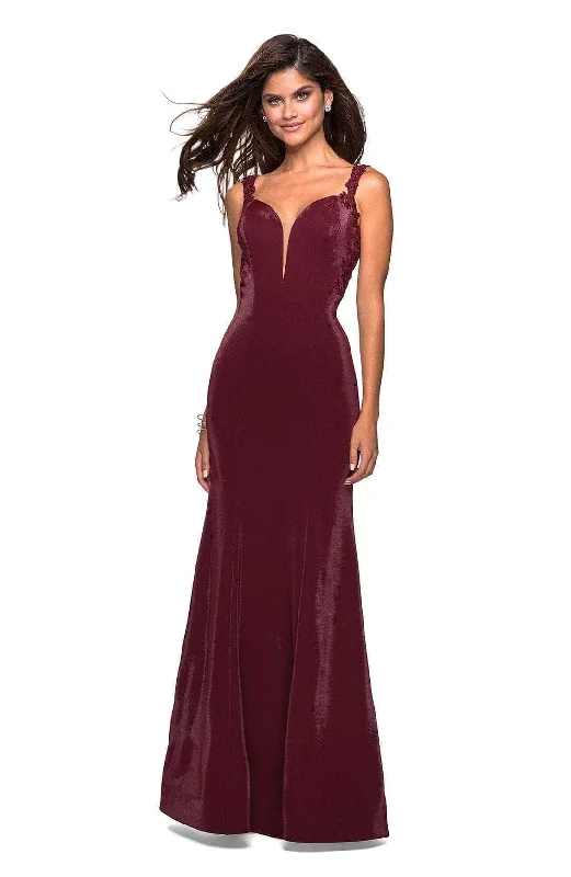 La Femme - Deep Sweetheart Strappy Back Trumpet Gown 27474SC