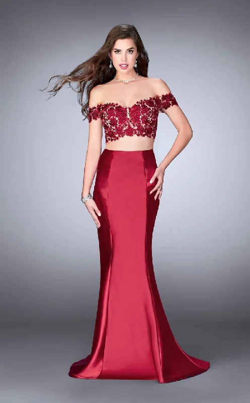 La Femme Gigi - 24413 Off-Shoulder Embroidered Long Evening Gown