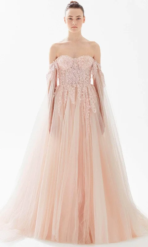 Tarik Ediz 98285 - Off Shoulder Tulle Evening Gown