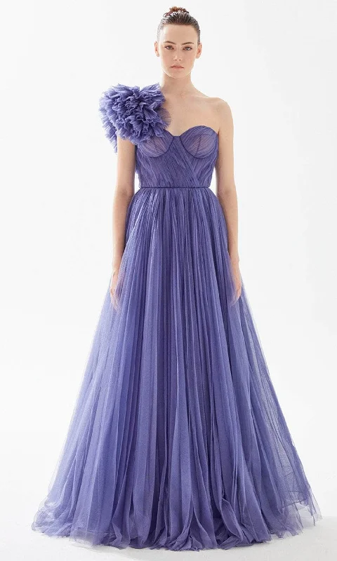 Tarik Ediz 98288 - Pleated A-Line Evening Dress