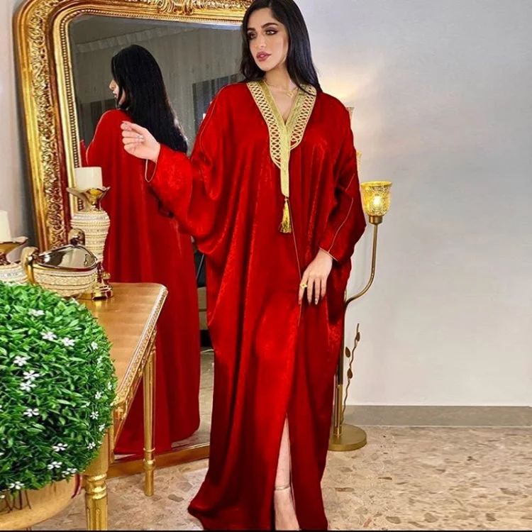 Bat Sleeve Robe Cardigan Dress (Color:Red Size:Free Size)