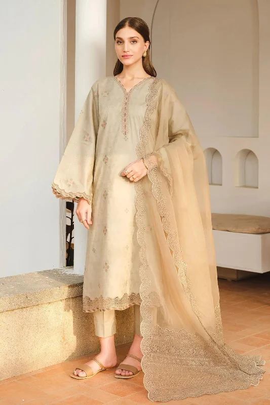 Beige Formal Wear Lawn Suit