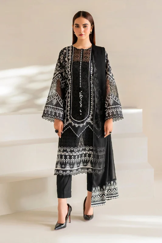 Black White Pakistani Lawn 3PC Suit