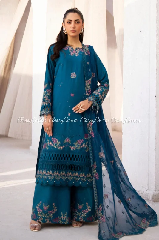 Blue 3pc Lawn Salwar Kameez