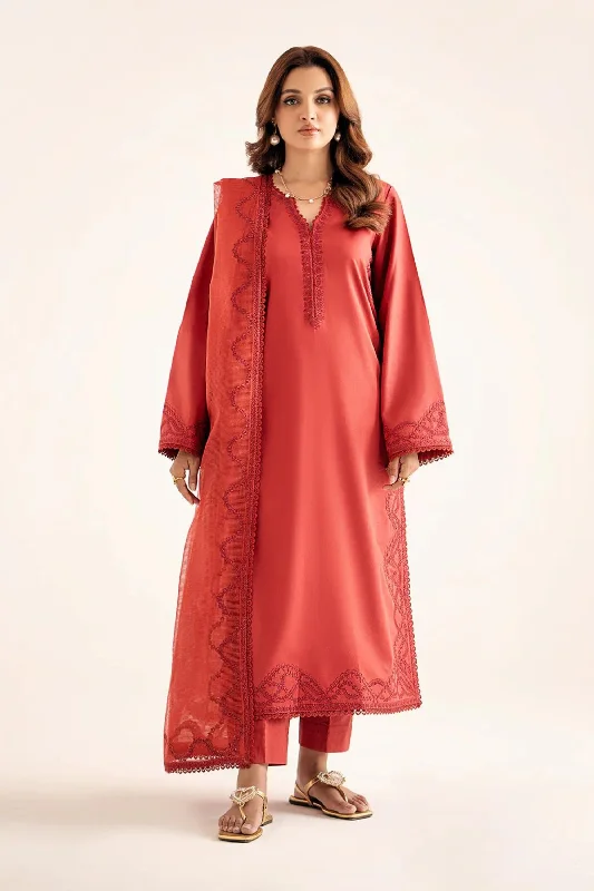 Bright Red 3pc Readymade Suit