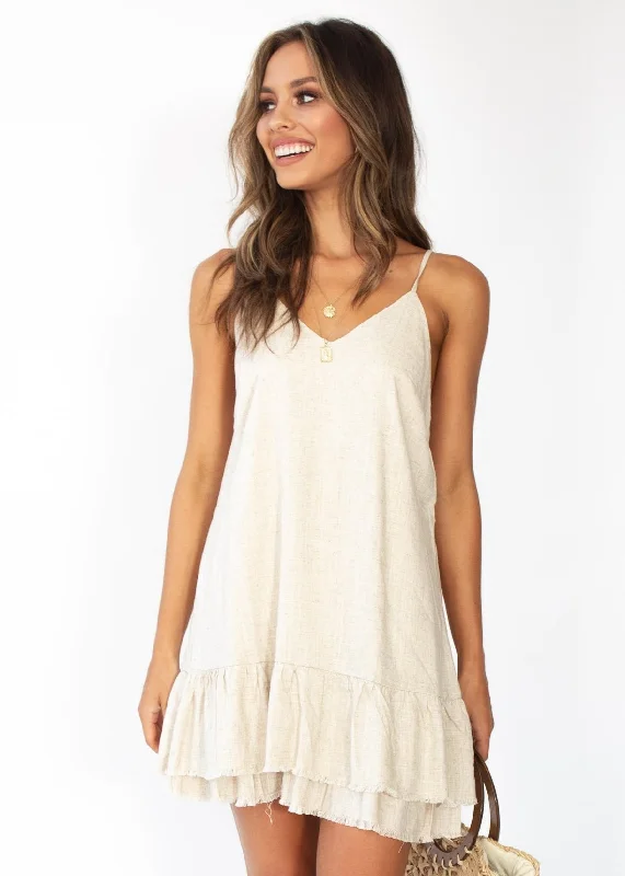 Corrina Linen Swing Dress - Natural