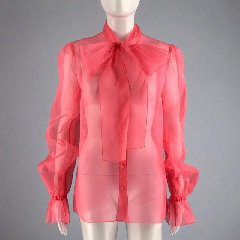 DOLCE & GABBANA Size M Orange Coral Blouse Dress Top