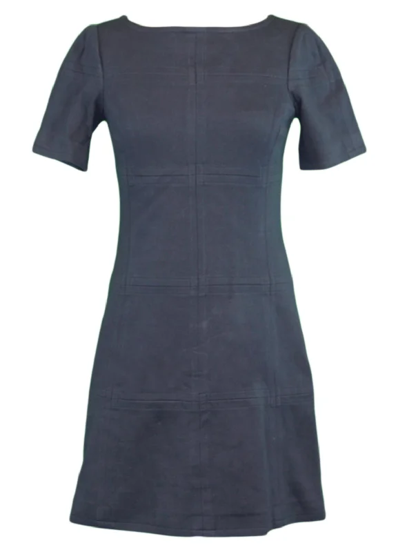 ELIZABETH MCKAY Martin Navy Blue Half Sleeve Boat Neck Shift Dress 7063 $275 NWT