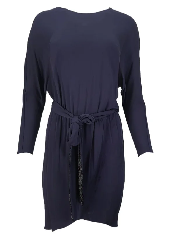 ERIN Women's Blue Belted A-Line Dress #D37PF12 4 NWT