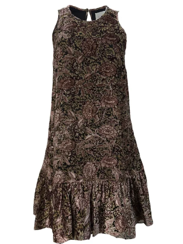 ERIN Women's Brown Mocha Multi A-Line Dress #61019457810 NWT