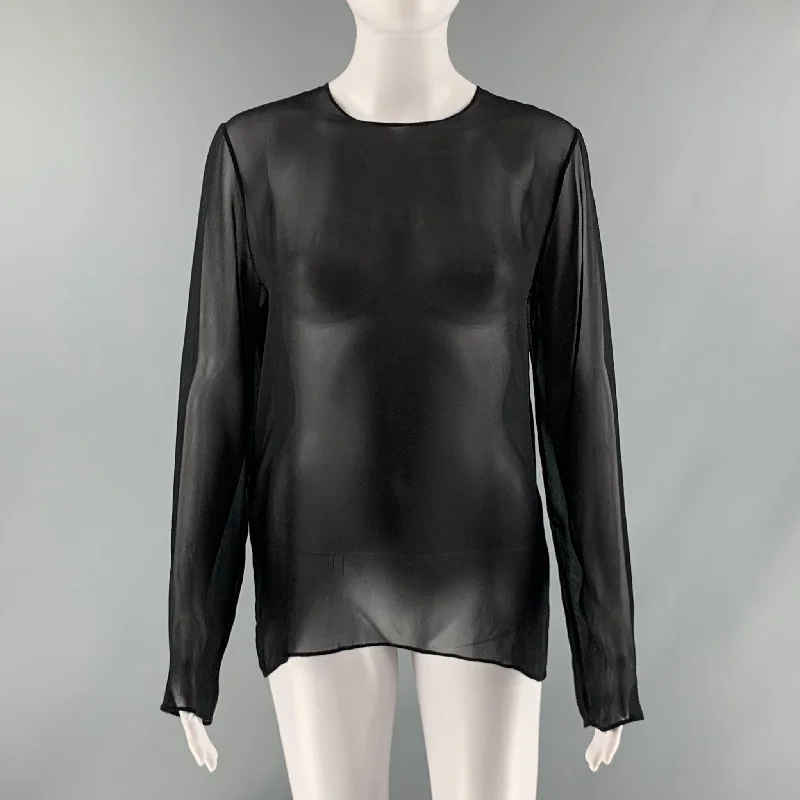 FLEUR DU MAL Size M Black Sheer Crew-Neck Dress Top