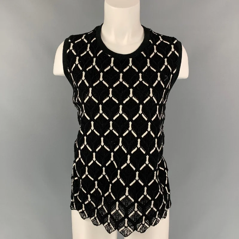 GIAMBATTISTA VALLI Size M Black Guipure Cotton / Silk Dress Top