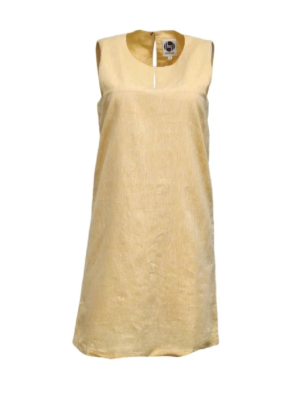 HoodLamb Women's Yellow Sheet A-Line Hemp Dress 420 NWT