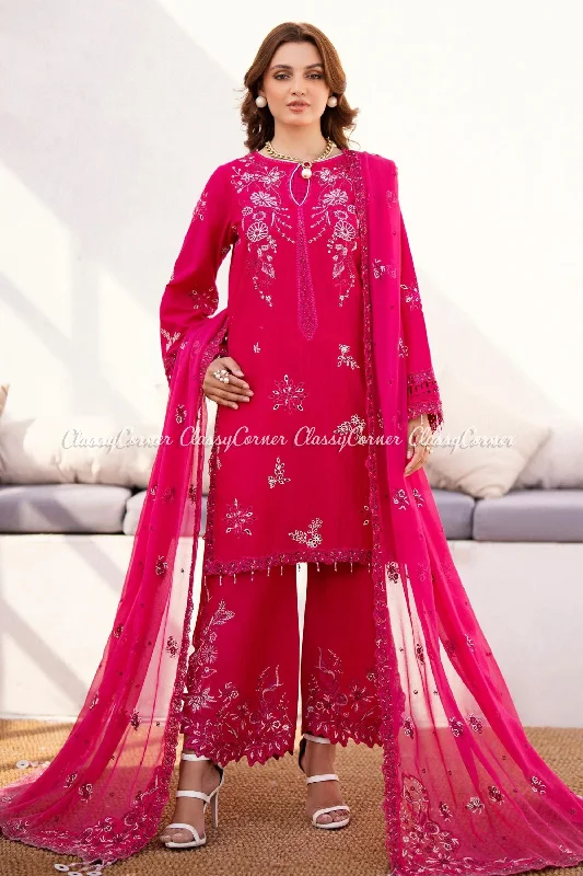 Hot Pink Formal 3pc Lawn Suit