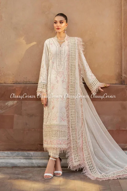 Ivory White Lawn Salwar Kameez