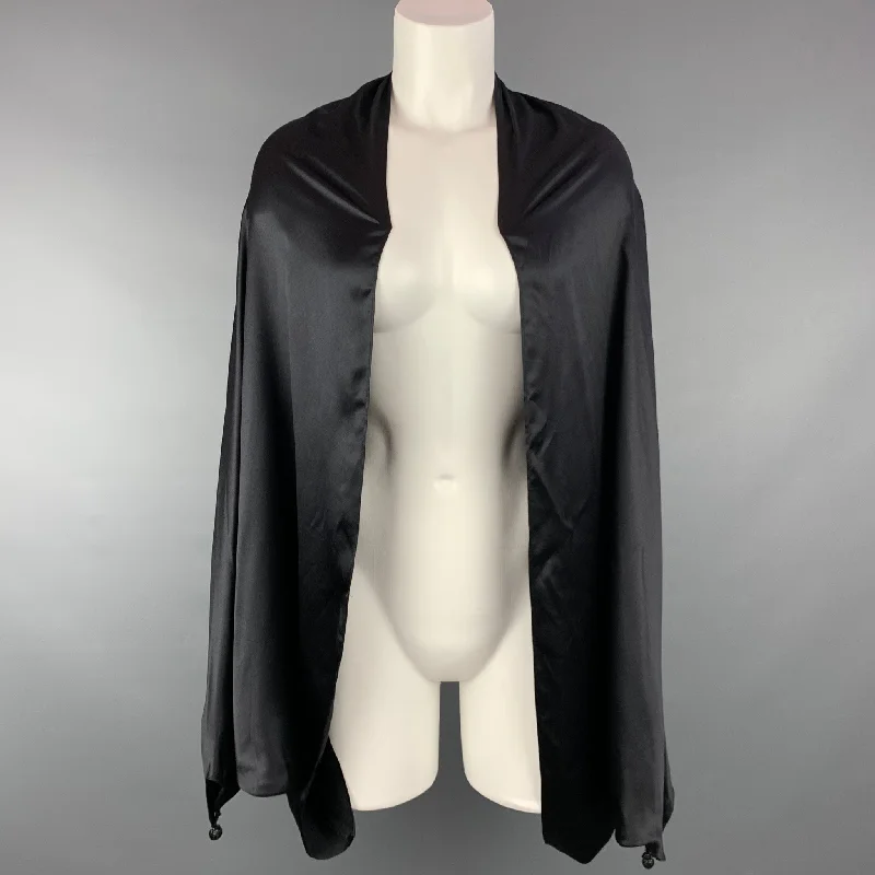 JEAN PAUL GAULTIER FEMME Size One Size Black Satin Oversized Sleeves