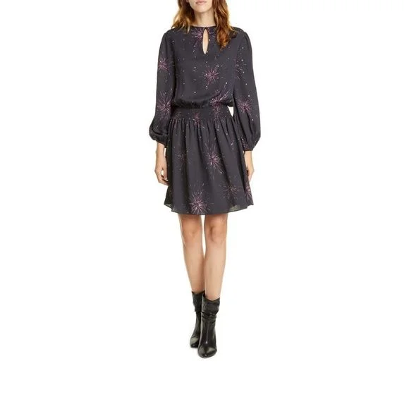 JOIE Fireworks Ramla Keyhole Dress in Caviar Black Size Small $348 NWT