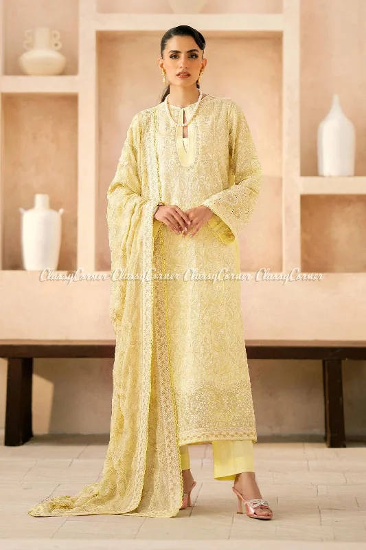 Lemon Yellow Lawn 3pc Suit