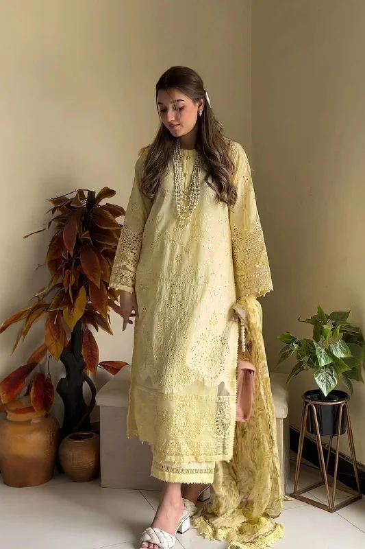 Lemon Yellow Lawn Formal Wear Outfit