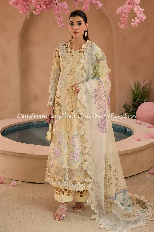 Lemon Yellow Lawn Salwar Kameez